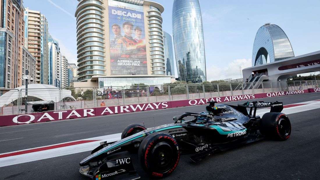 Motor racing-Russell storms to dominant Baku pole as championship leader Antonelli crashes