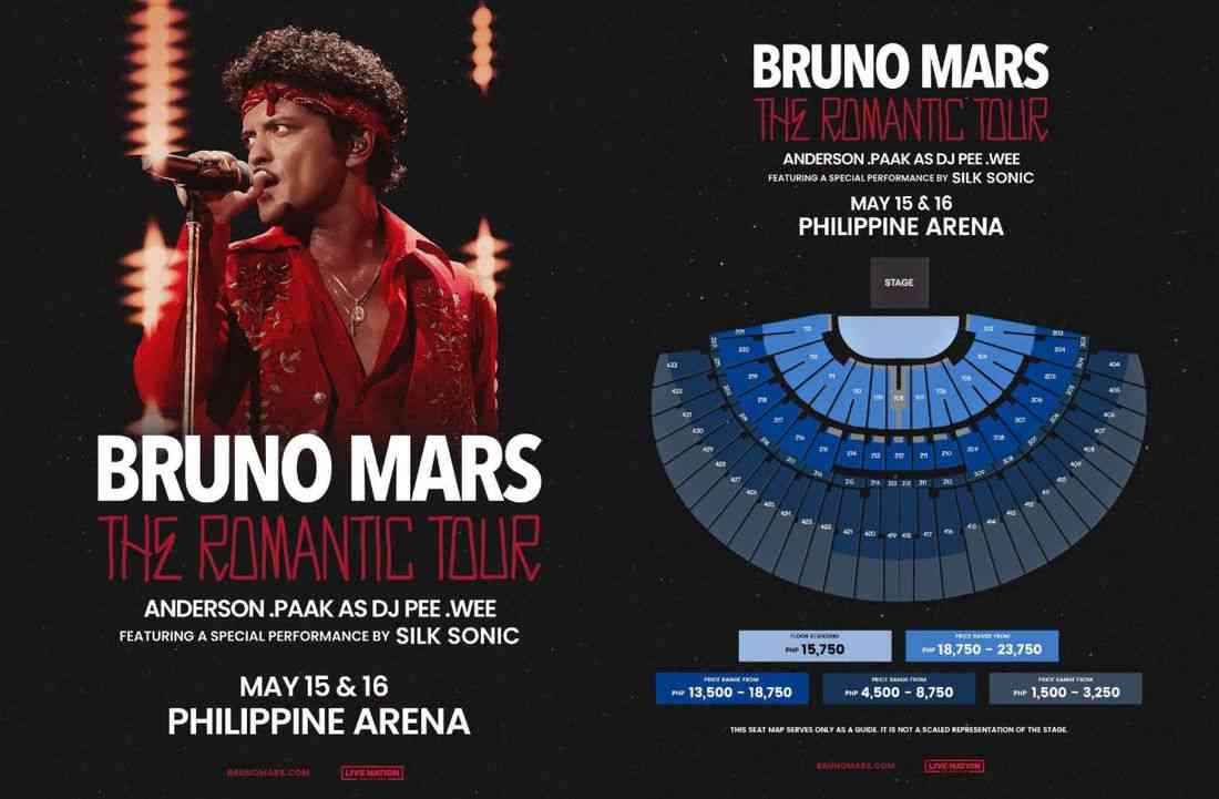 Live Nation PH releases ticket price range for Bruno Mars’ ‘The Romantic Tour’ in Manila