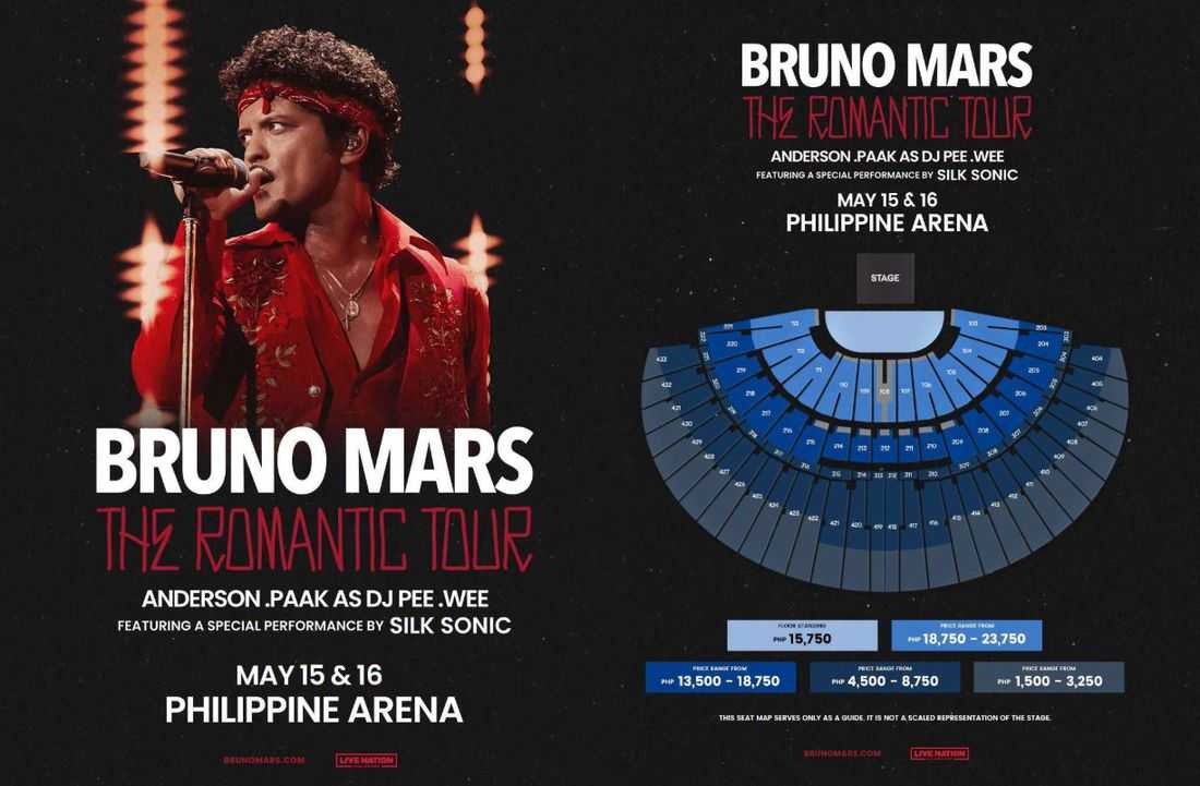 Live Nation PH releases ticket price range for Bruno Mars’ ‘The Romantic Tour’ in Manila
