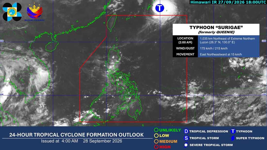 Queenie now outside PAR; ITCZ to bring rains over Visayas, Mindanao