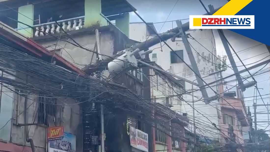Strong winds knock down power pole, damages house in Pasay City