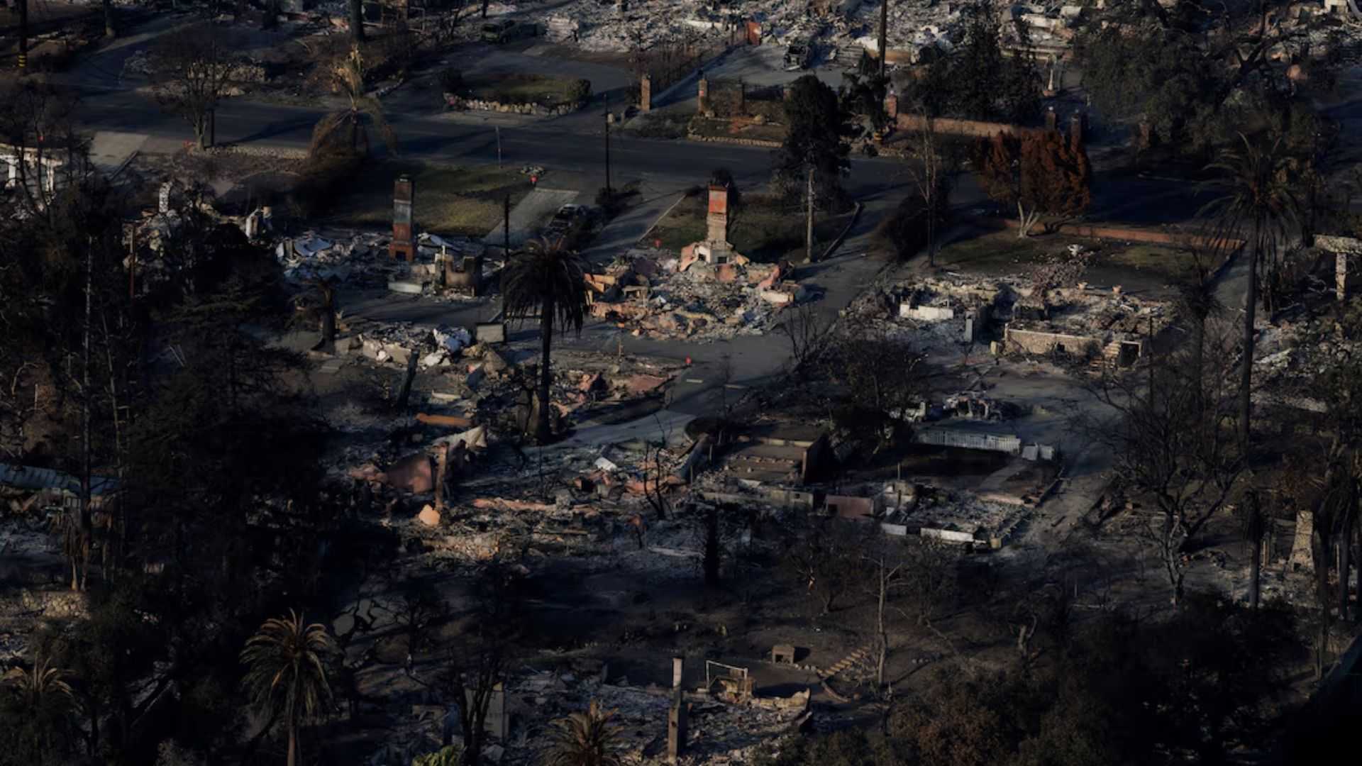 Aerial views show ash and rubble from Los Angeles fire zones