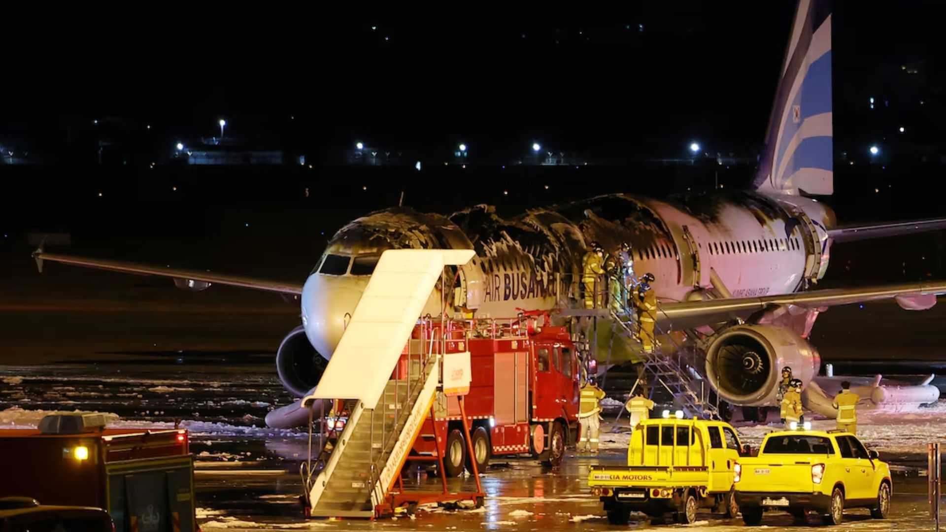 Air Busan Airbus plane catches fire at South Korea's Busan airport
