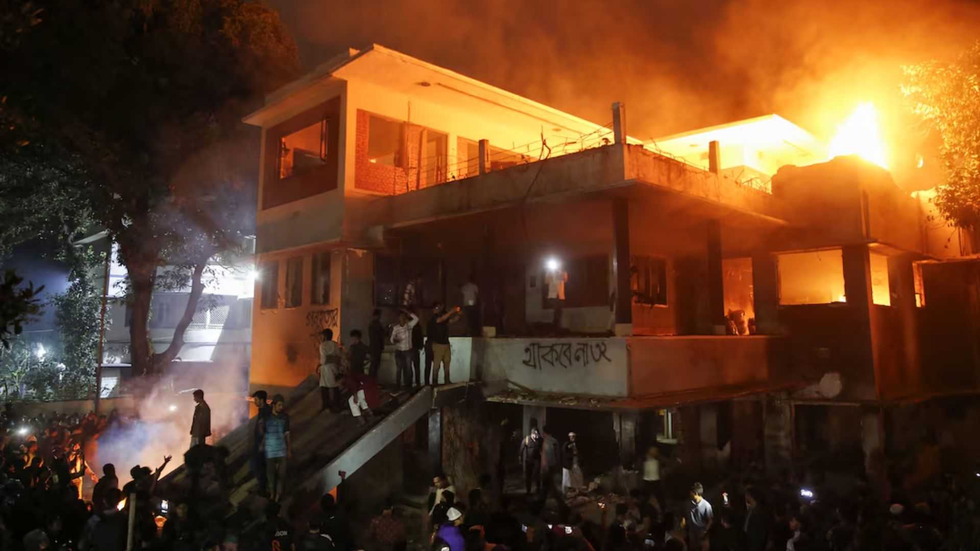 Bangladesh protesters torch ousted PM Sheikh Hasina's father's home
