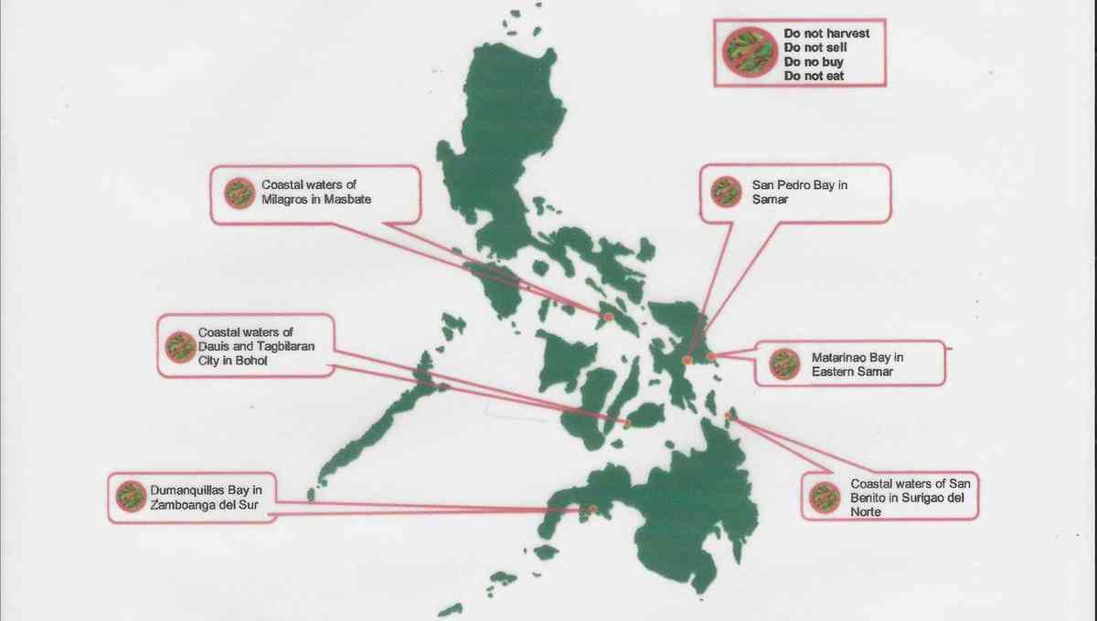 BFAR warns against eating shellfish in 6 areas due to red tide
