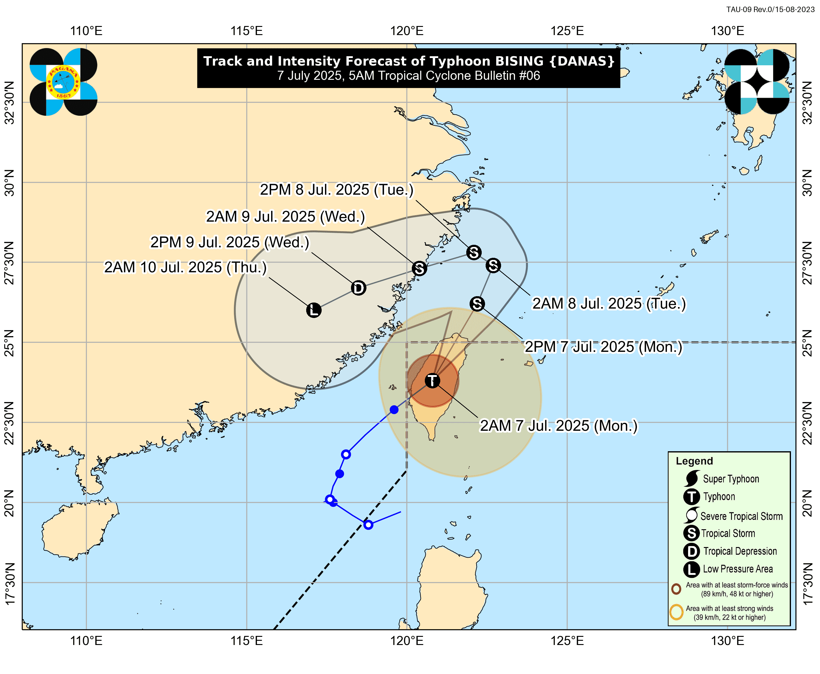 #BisingPH slightly weakens as it moves over the Northwestern portion of Taiwan —PAGASA