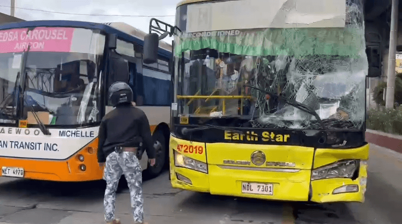 Bus on EDSA Carousel allegedly loses brakes near Main Ave., QC; crashes into SUV