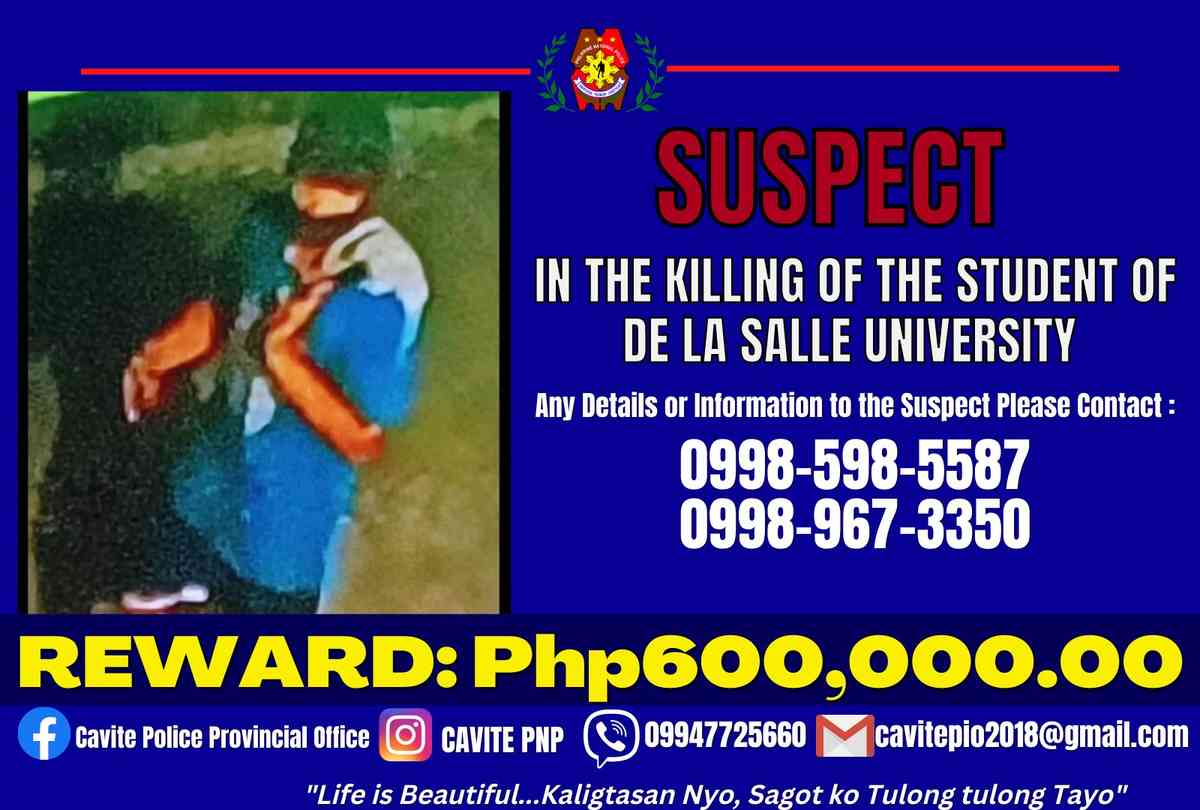 ₱600,000 cash reward up for info of DLSU student's killer