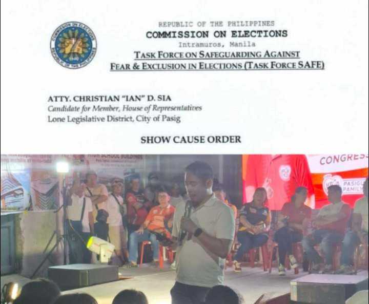 COMELEC issues new show cause order vs. Ian Sia over 'body size' remark on female staff