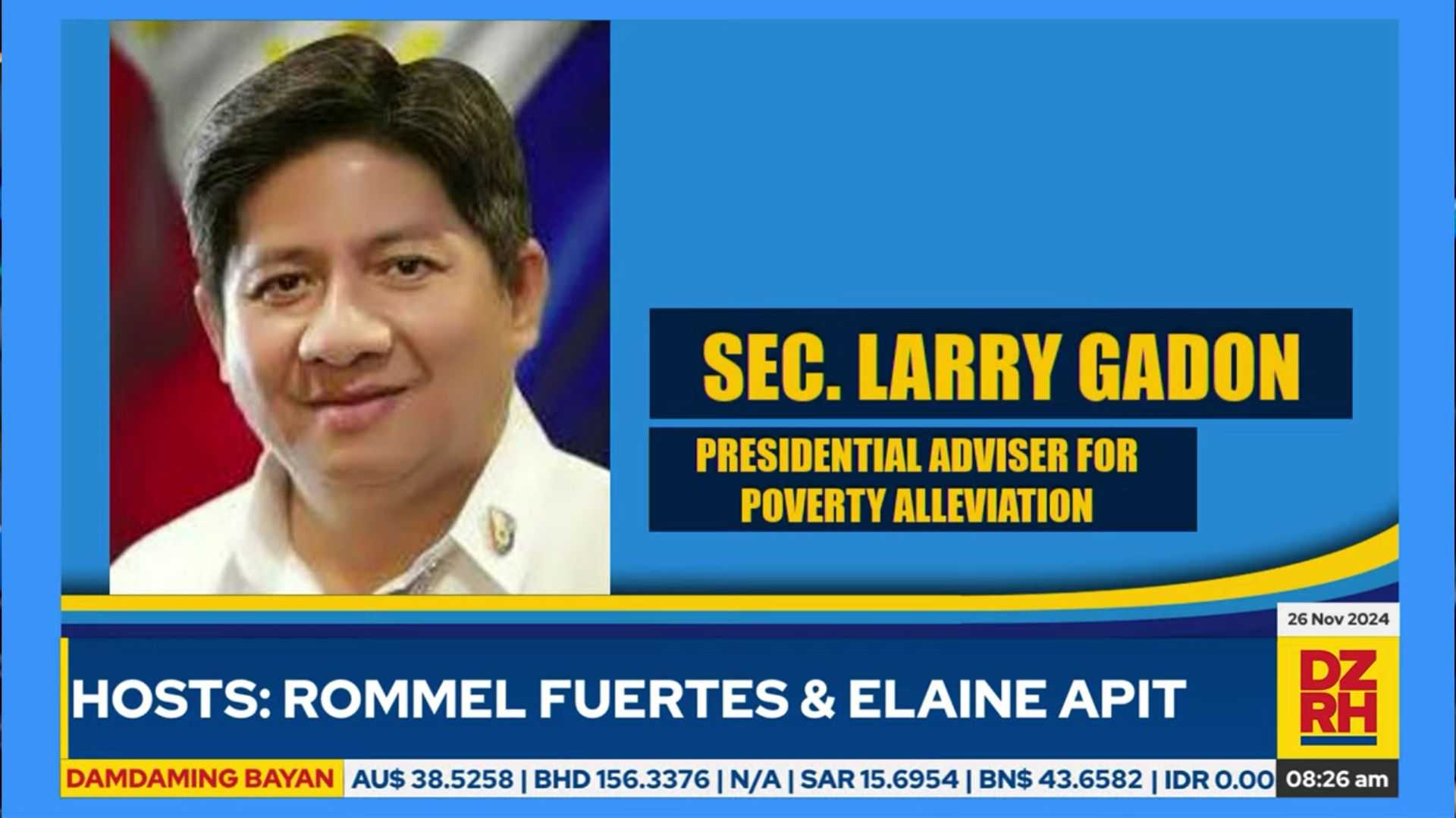 Sec. Gadon on VP Sara's recent statements: "She is mentally incapacitated"