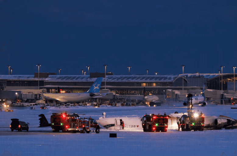 Delta plane flips upside down on landing at Toronto airport, injuring 18