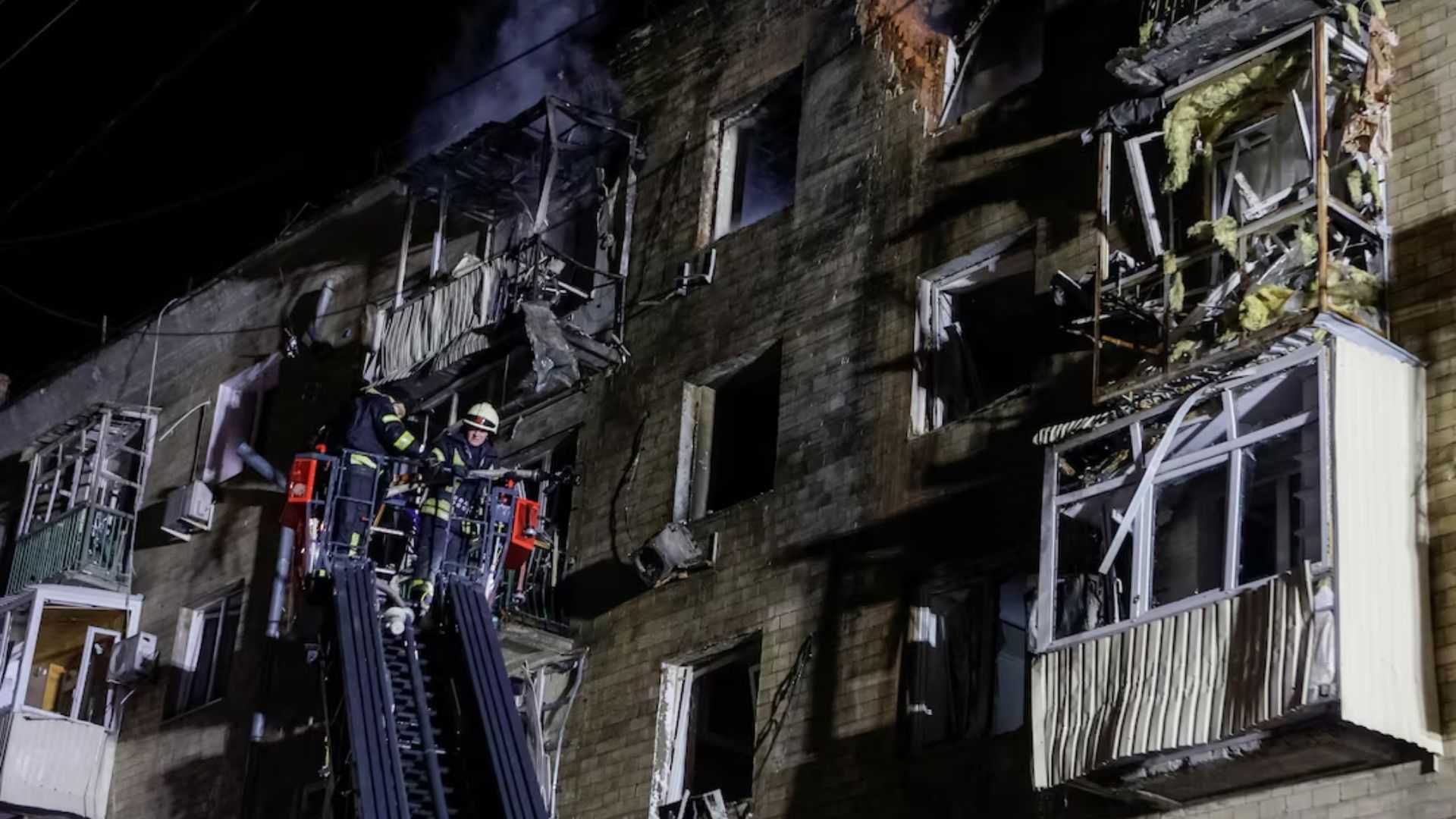 Drone hits apartment building in Ukraine's Kharkiv, injures seven, mayor says
