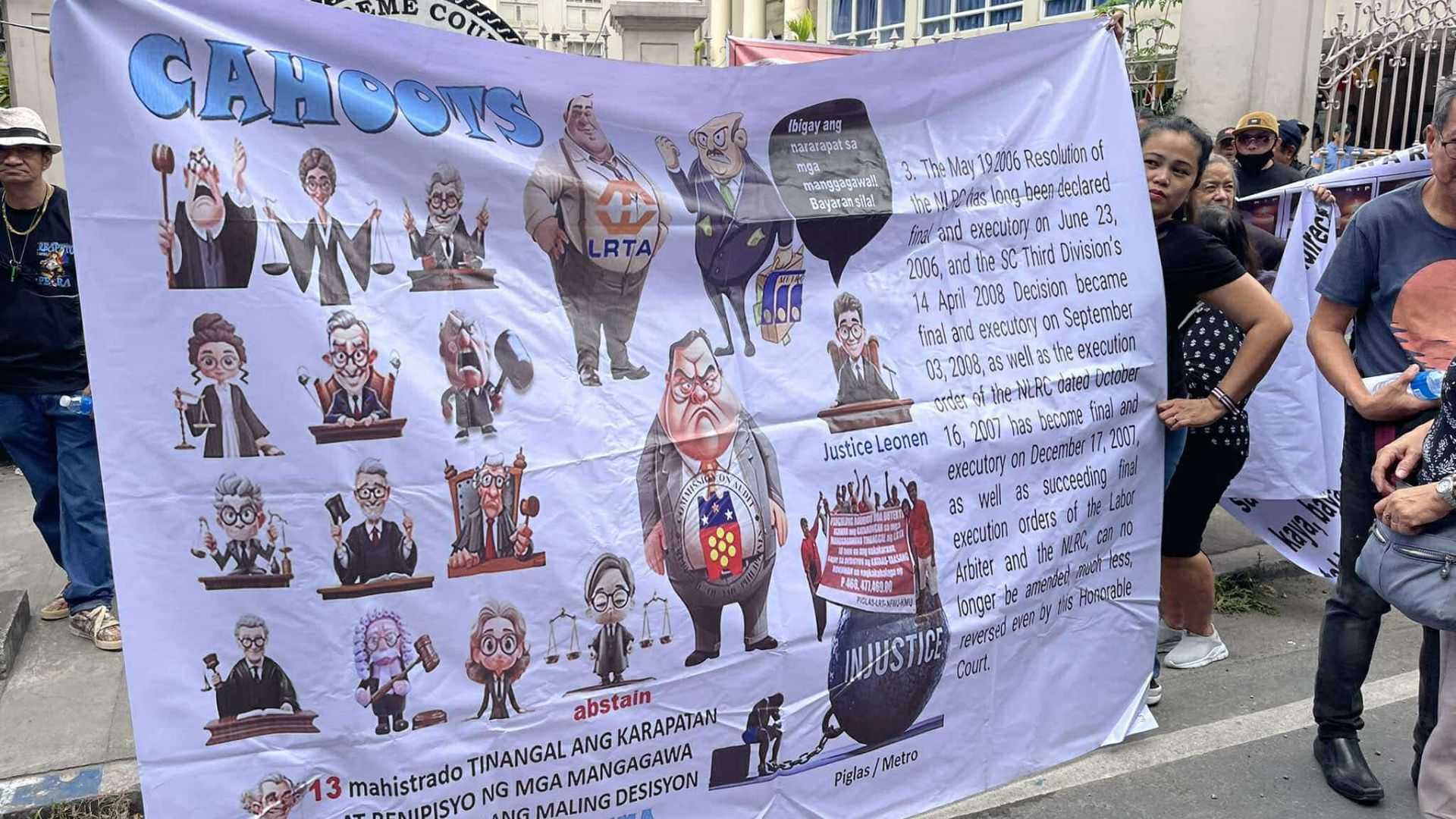 Dismissed LRTA workers hold protest in front of SC over money claims
