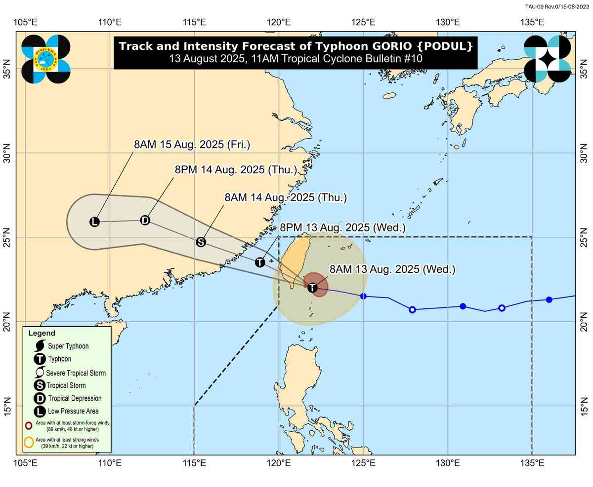 Gorio intensifies approaching southern Taiwan; to exit PAR