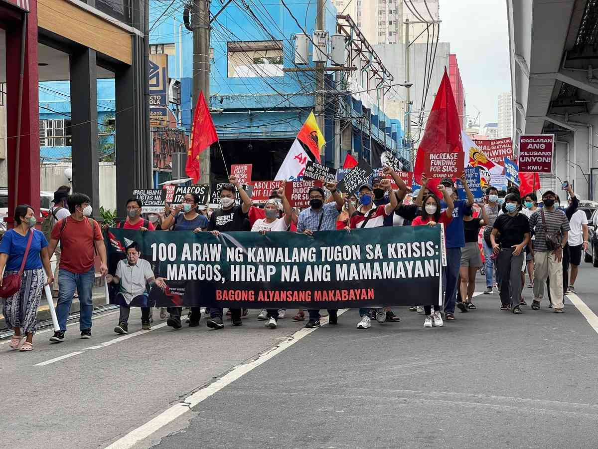 Various groups stage protest in Recto on Marcos’ 1st 100 days in office