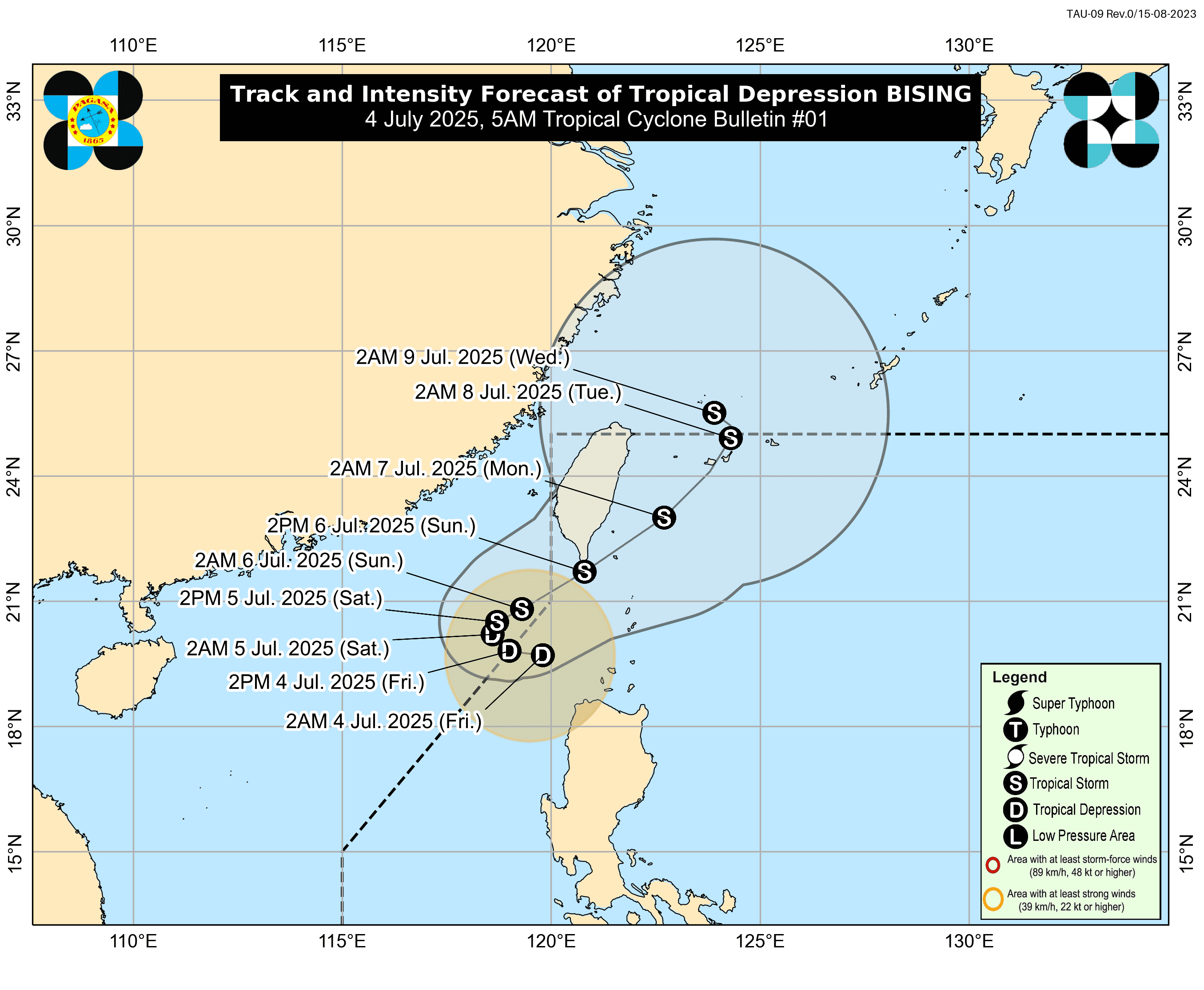 LPA off Cagayan now a Tropical Depression ‘Bising’; Signal no. 1 raised in some areas