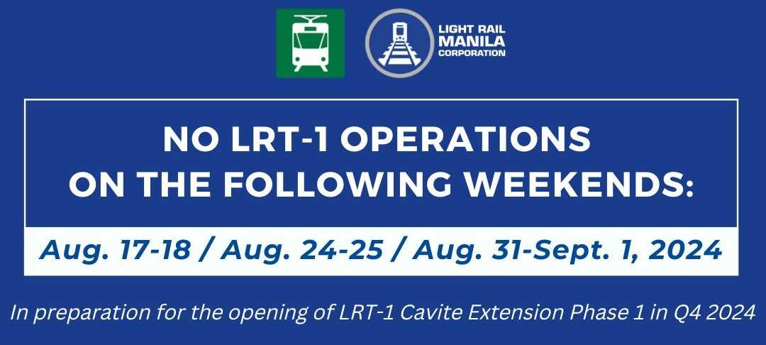 LRMC announces temporary 3-weekend suspension of LRT-1 operations