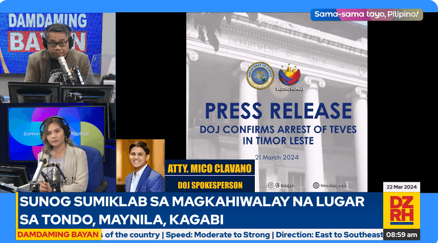 National gov't prioritizes Teves' safe return to PH - DOJ