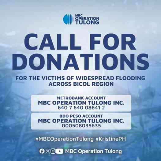 Operation Tulong calls for donations to Bicol flood victims