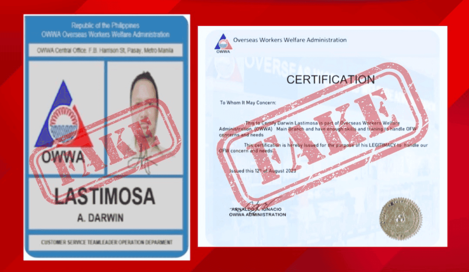 OWWA warns public against scammer posing as agency official