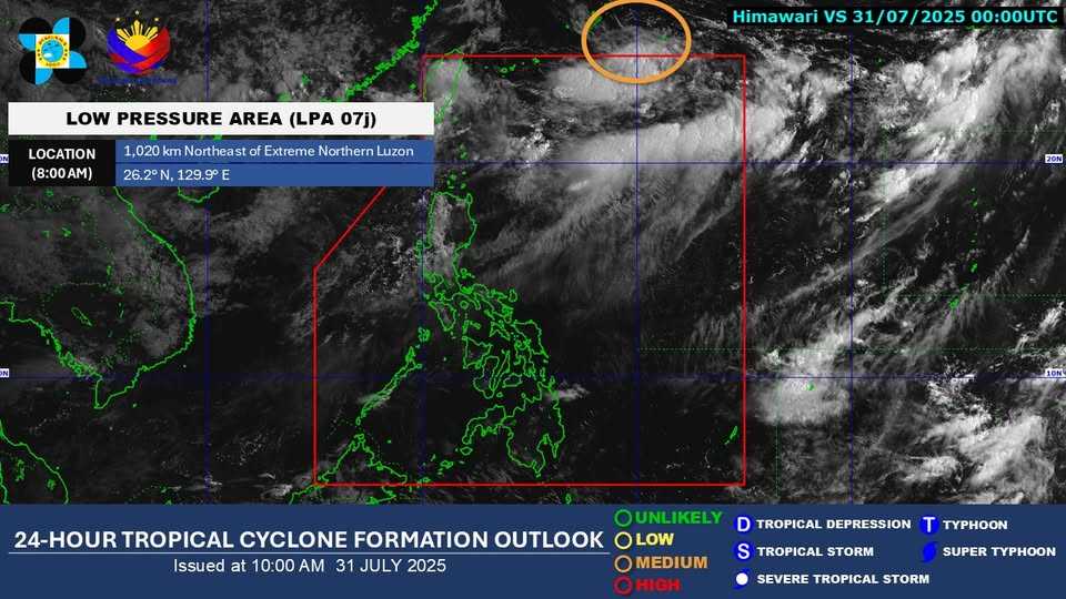 PAGASA monitors LPA outside PAR, may develop into tropical depression