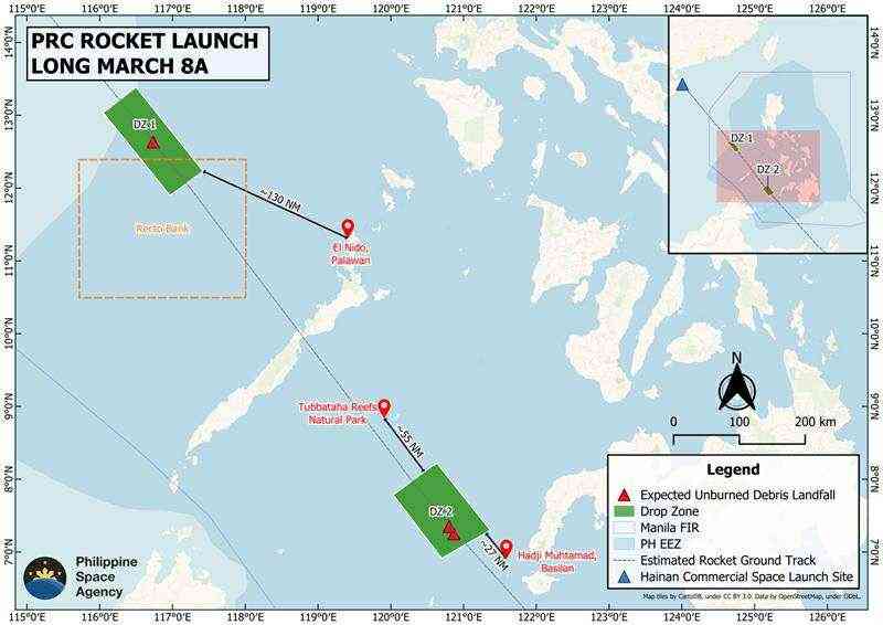 PhilSA confirms new Chinese rocket launch; possible debris may fall near Palawan, Basilan