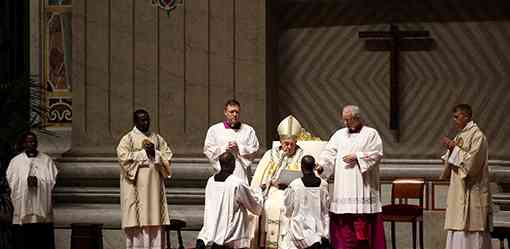 Pope soldiers through Easter Vigil after missing procession