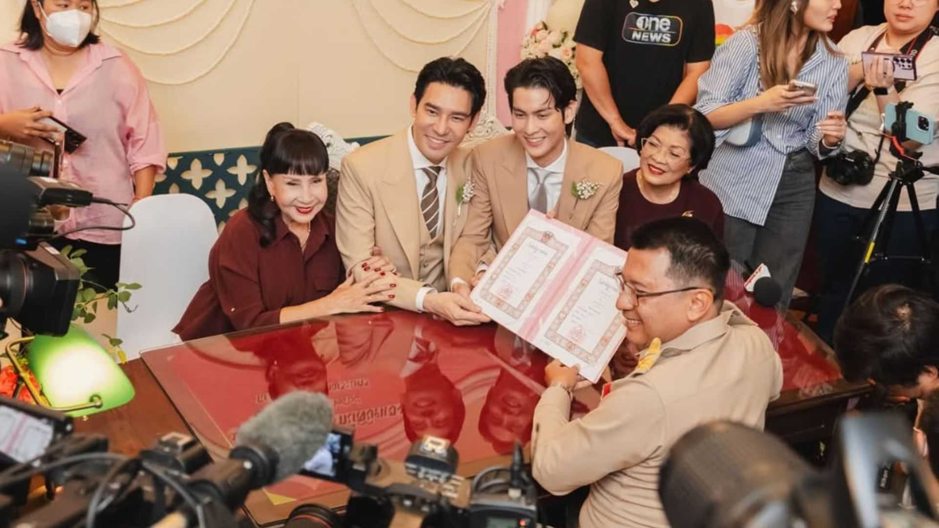PorschArmTheWedding: Actors Porsch Apiwat, Arm Sappanyoo officially tie the knot upon the legalization of same-sex marriage in Thailand