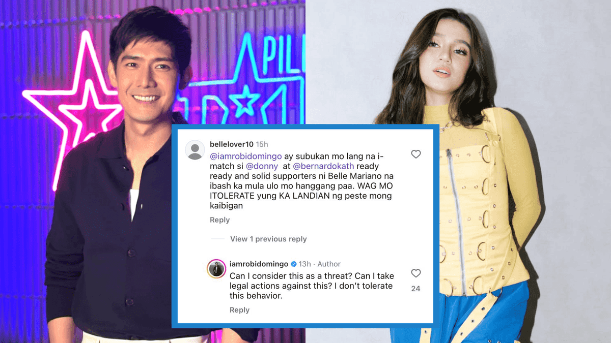 Robi Domingo raises possibility of legal action against aggressive DonBelle fan; Belle Mariano fan club defends actress and ‘true’ fans