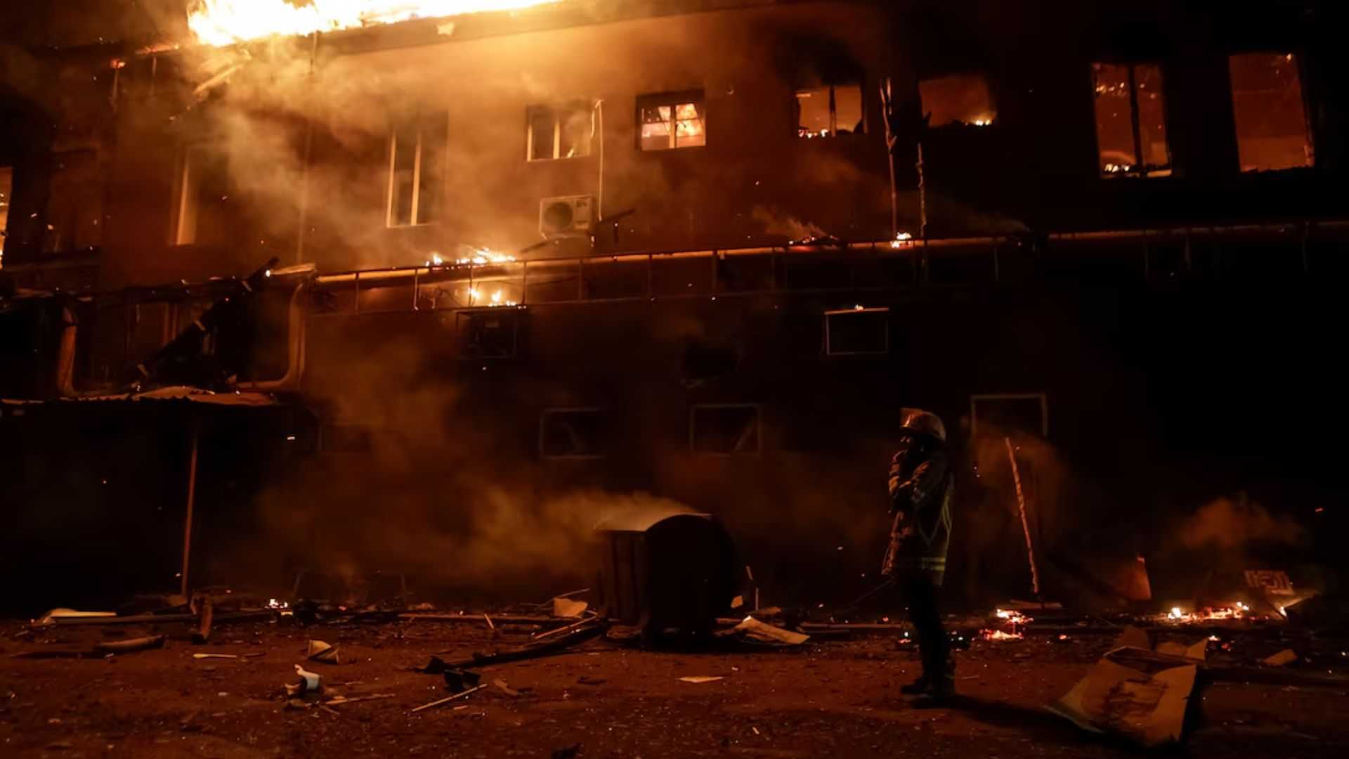 Russian air attacks injure several, spark fire in Kharkiv, Ukraine officials say
