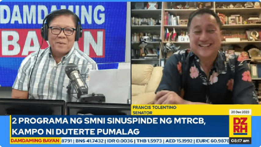 'I am honoring prior agreement' Sen. Tolentino says on his resignation in COA, Blue Ribbon Committee