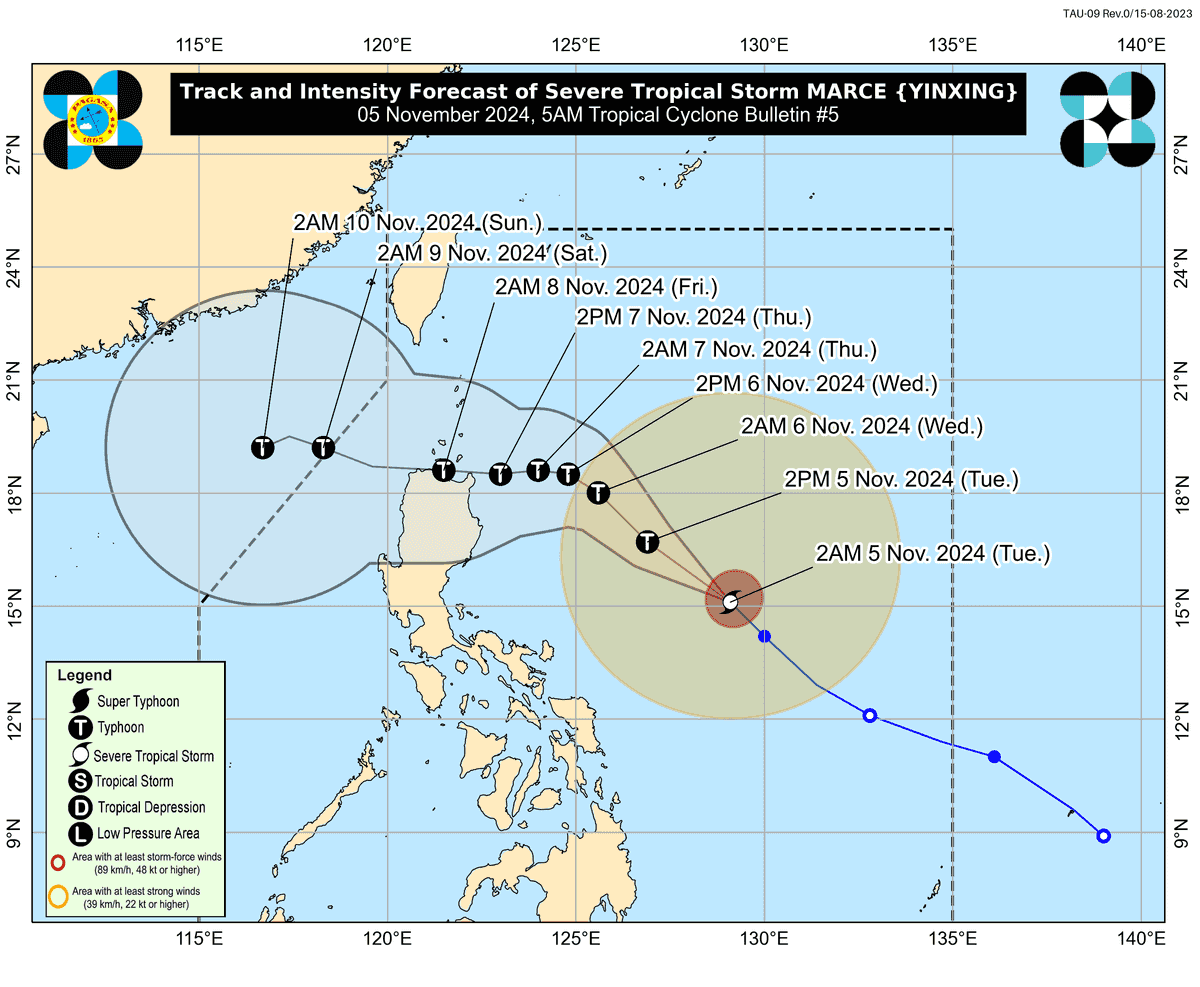 Severe Tropical Storm "Marce" nears Typhoon category, Signal no. 1 raised over parts of Northern Luzon