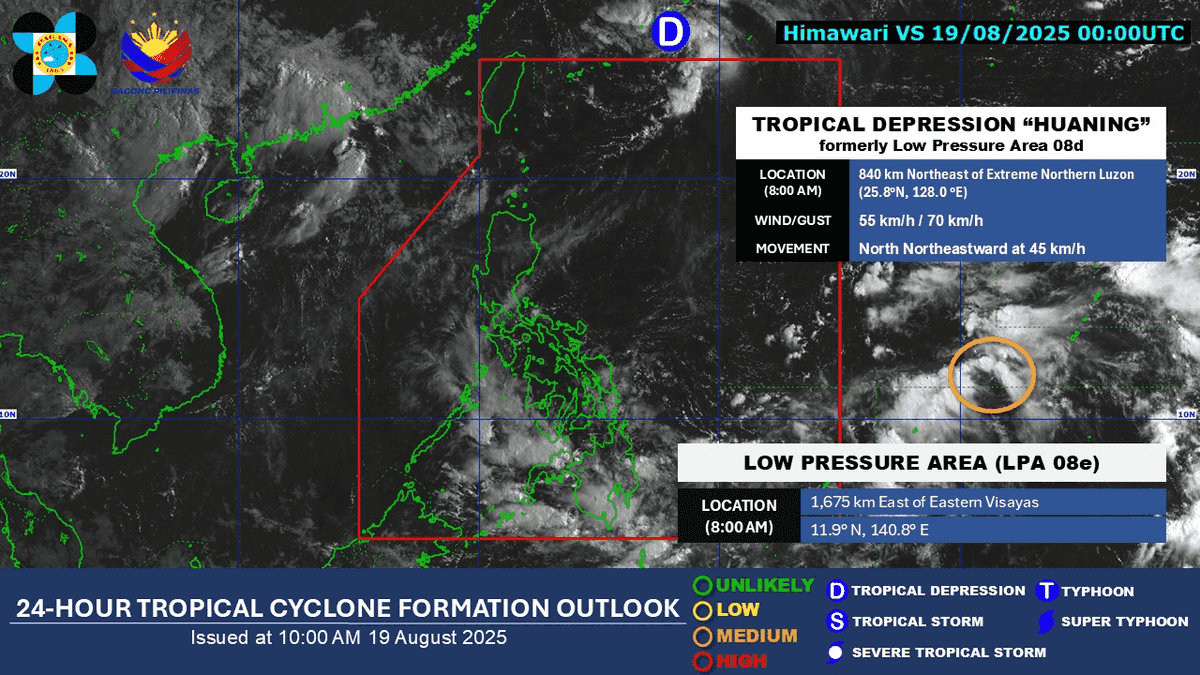 Tropical depression ‘Huaning’ exits PAR, new LPA being monitored — PAGASA