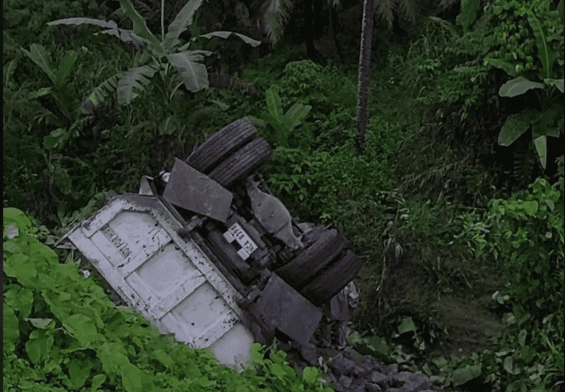 Truck overturns after falling off steep road in Northern Samar; driver, helper injured